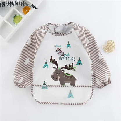 Baby Long Sleeve Waterproof Bib Art Smock with Pocket