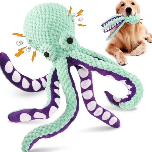 Plush Octopus Dog Toy – Interactive Squeaky Chew Toy for Dogs