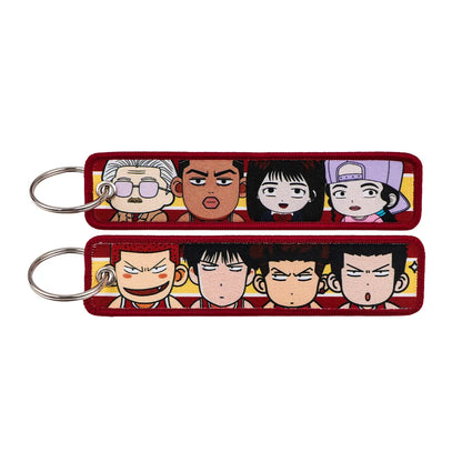 Anime Embroidery Keychain Tag – Cartoon Character Key Ring for Motorcycle, Car & Backpack