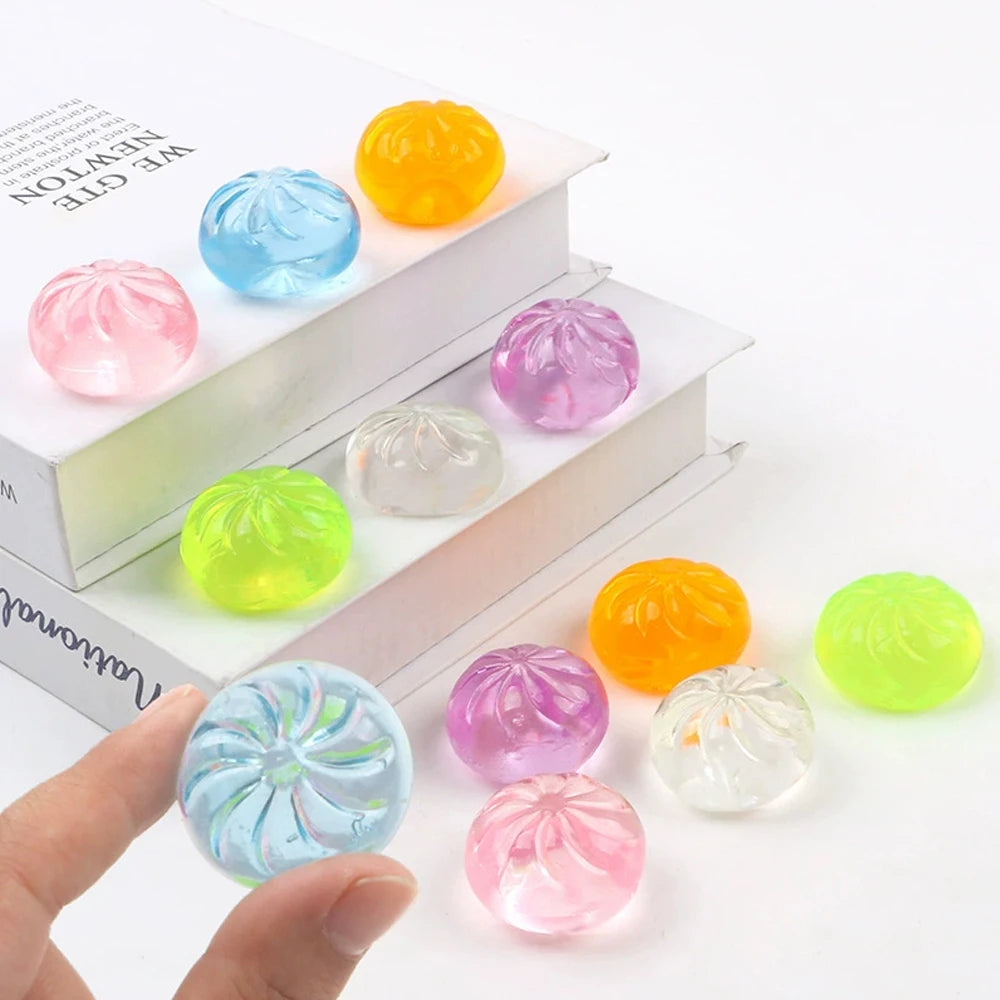 Squishy Dumpling Bun Fidget Toy Set – 5 Mini Buns + Steamer