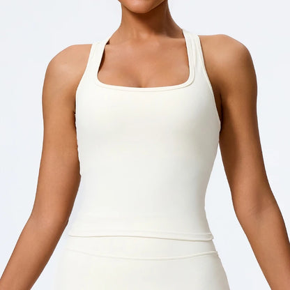 Women's Yoga Tank Top with Built-In Bra - Workout Vest