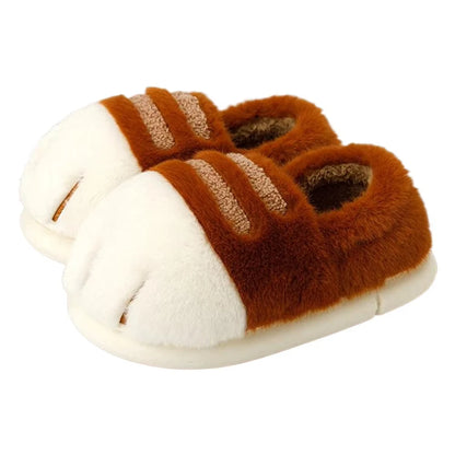Fluffy Cat Paw Slippers for Women – Warm Non-Slip Home Shoes