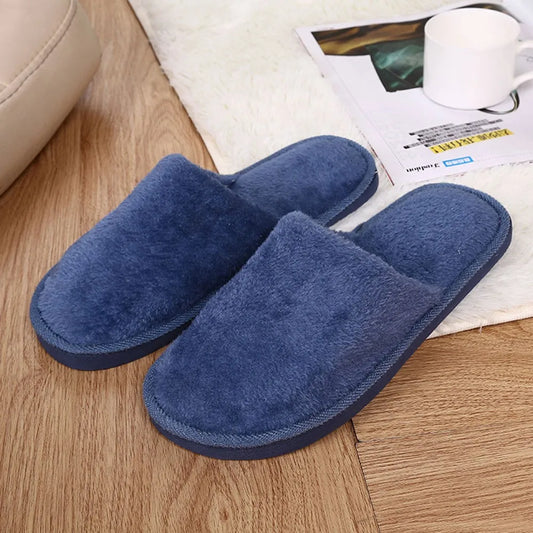 Men's Warm Plush Winter Slippers – Soft Velvet Indoor Home Shoes