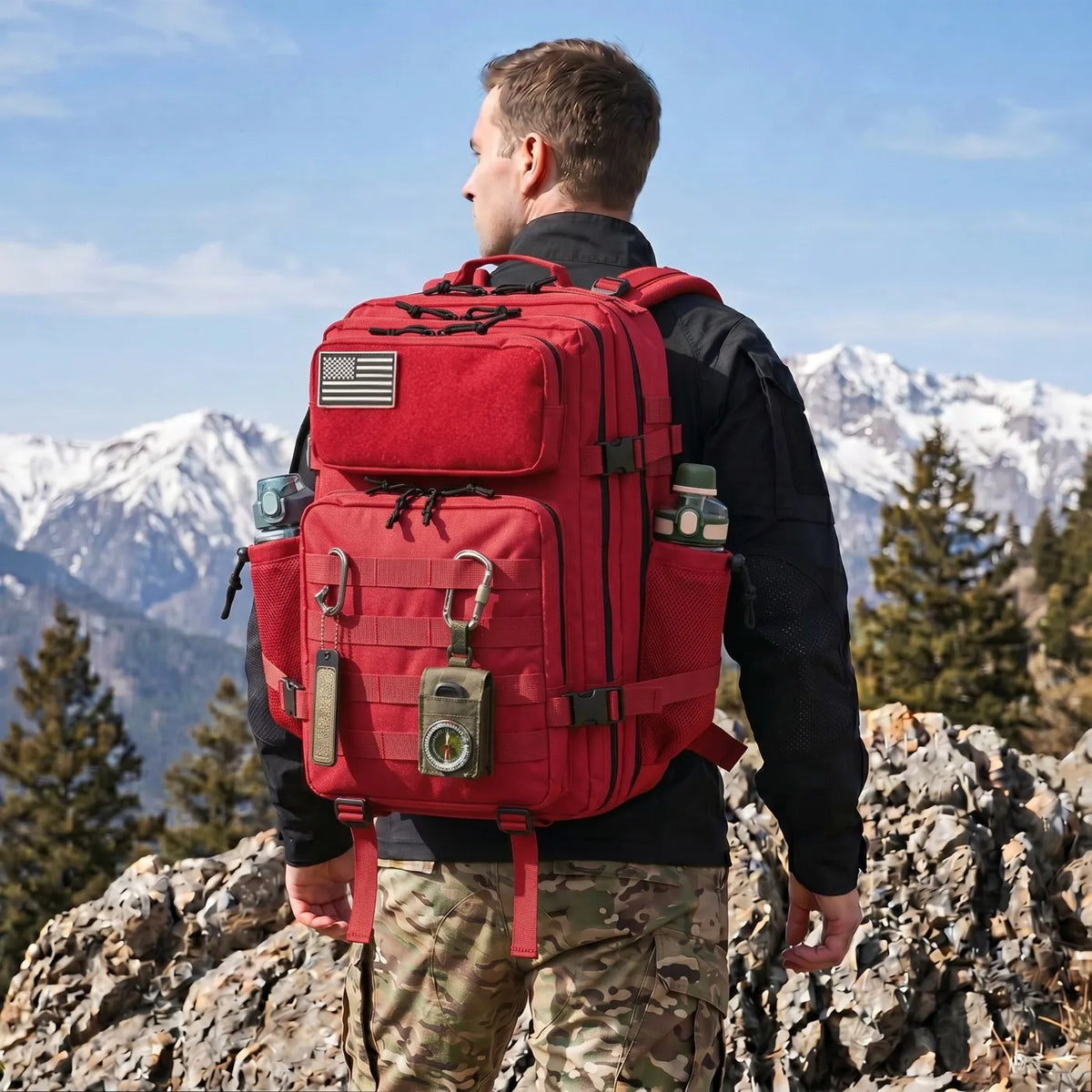 45L Tactical Fishing & Hiking Backpack with Dual Cup Holders