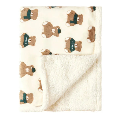 Baby Fleece Blanket Soft Sherpa Swaddle Wrap with Animal Print