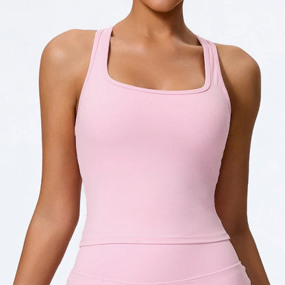 Women's Yoga Tank Top with Built-In Bra - Workout Vest