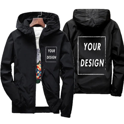 Custom Logo Men's Windbreaker Jacket – Waterproof Hooded Autumn Coat