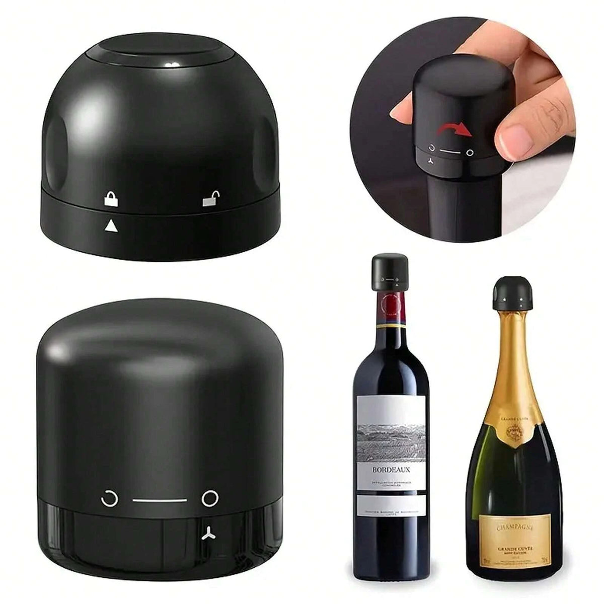 Wine & Champagne Bottle Stopper – Leak-Proof Spin-Lock Cap