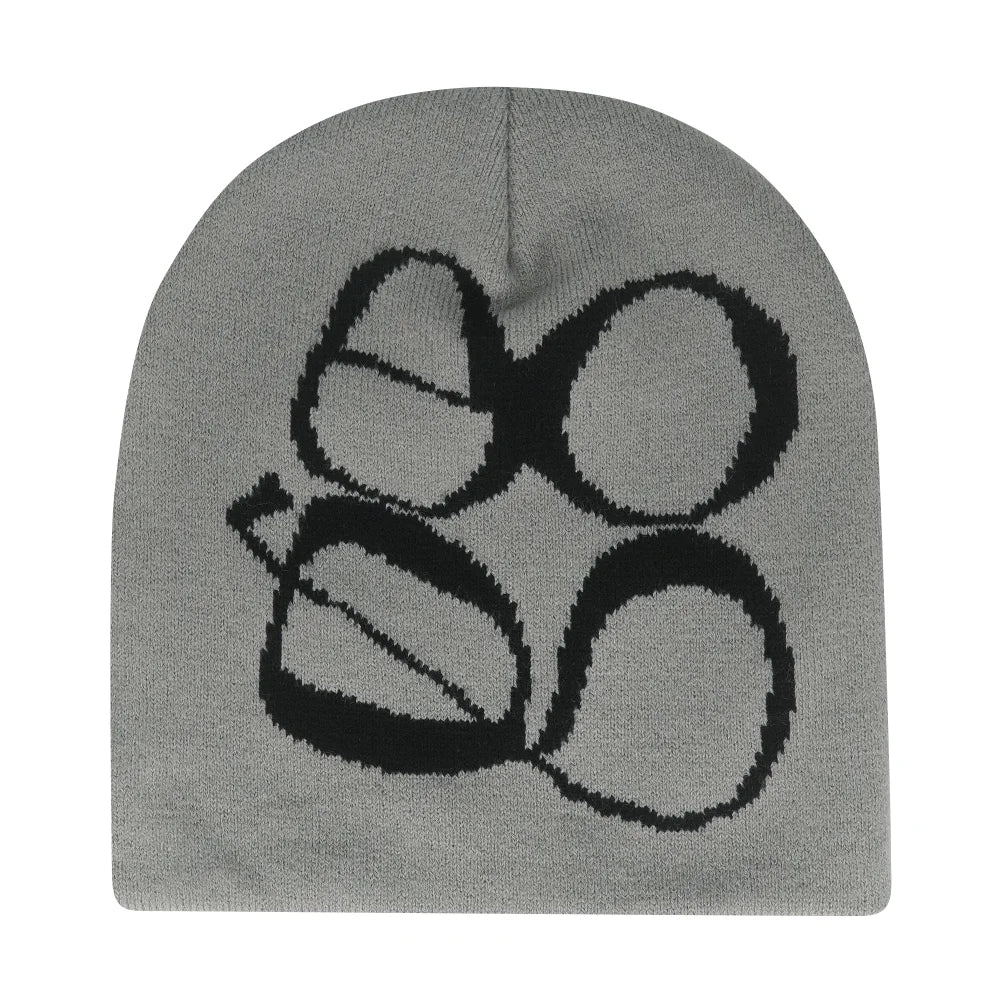 Y2K Letter Print Knit Beanie Hat – Unisex Winter Cap