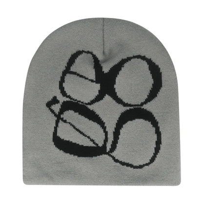 Y2K Letter Print Knit Beanie Hat – Unisex Winter Cap