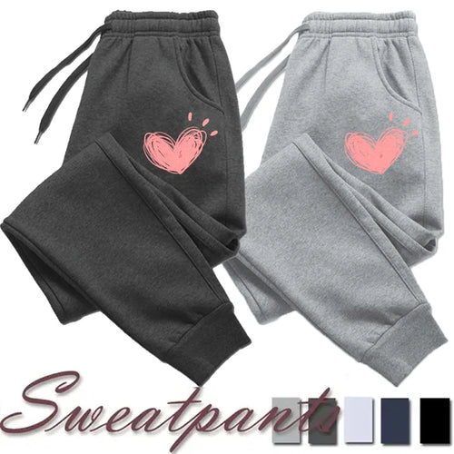 Women's Heart Print Cotton Jogger Sweatpants – Casual Lounge Pants