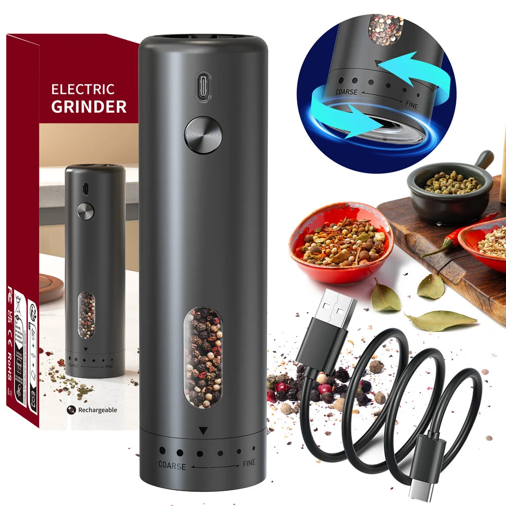 Electric Pepper Grinder – USB Rechargeable Salt & Spice Mill