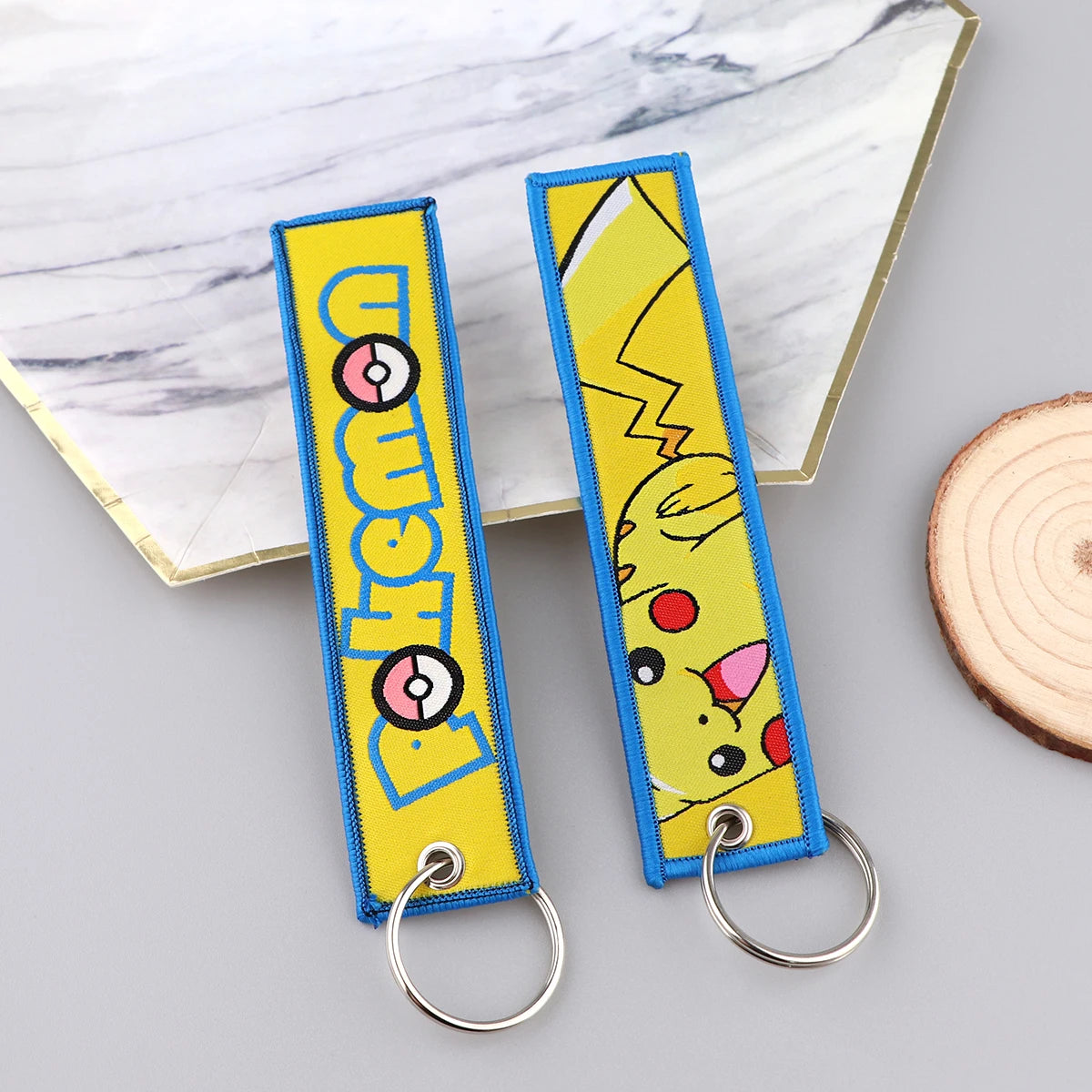 Anime Embroidered Jet Tag Keychain – Cute Cartoon Key Ring