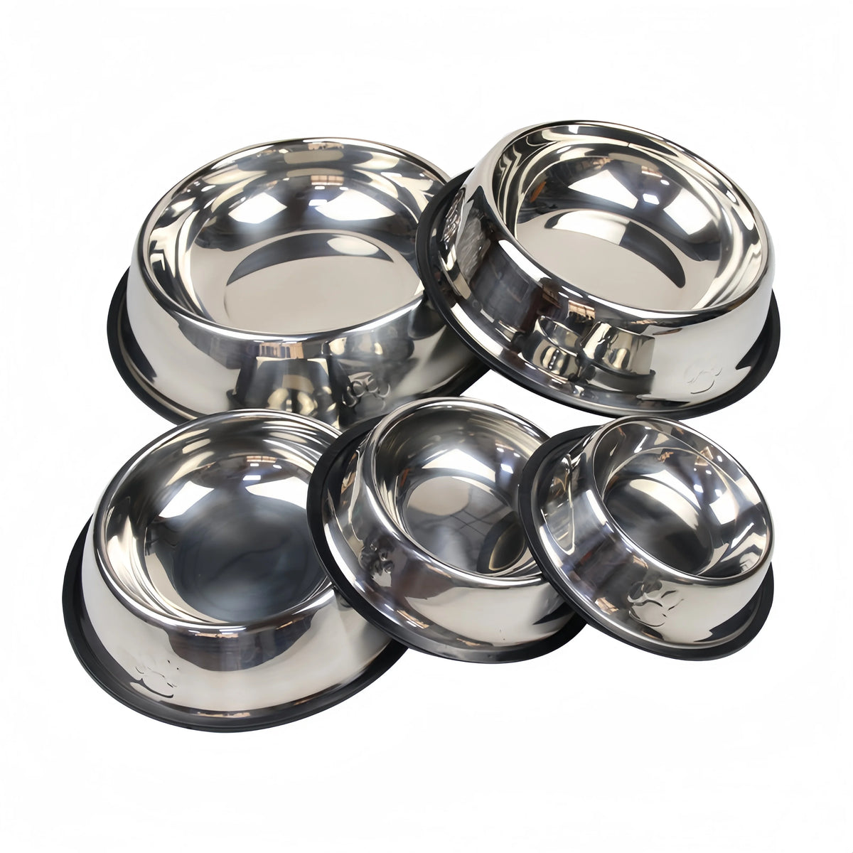 Stainless Steel Pet Bowl for Dogs & Cats – Non-Slip, 6 Sizes