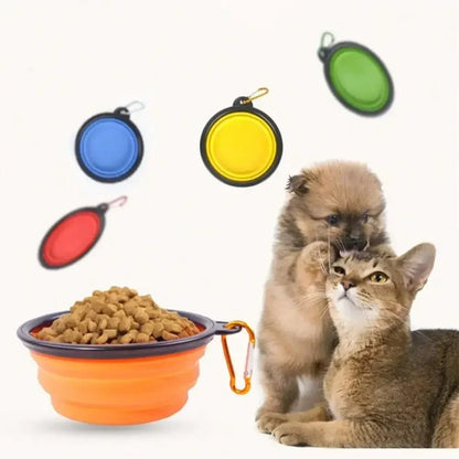Collapsible Silicone Pet Travel Bowl – Portable Dog & Cat Feeder with Carabiner