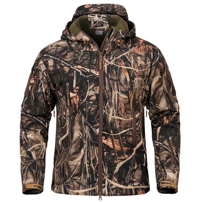 Men's Camouflage Tactical Hunting Jacket – Waterproof Fleece Soft Shell
