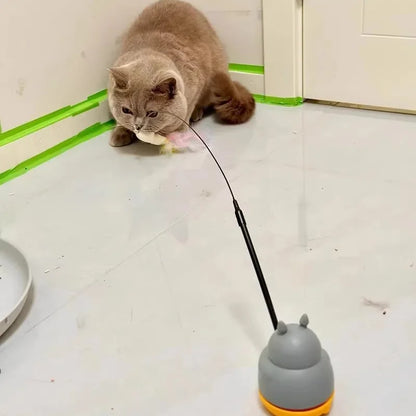 Cat Teaser Wand Toy - Steel Wire, Dragon & Fish, Bell, Interactive