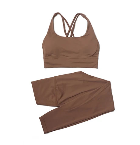 Women's 2-Piece Yoga Set – Nylon Sports Bra & High-Waist Leggings