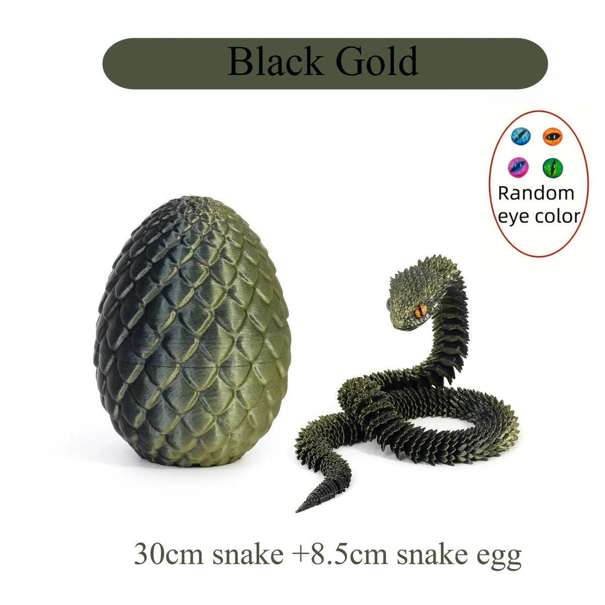 3D Printed Articulated Snake with Egg – Flexible Fidget Toy
