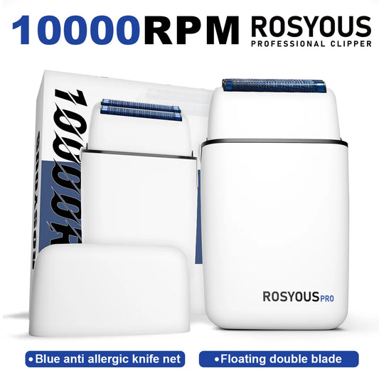 Rosyous RS-620 Electric Shaver for Men – 10000RPM Double Foil Razor
