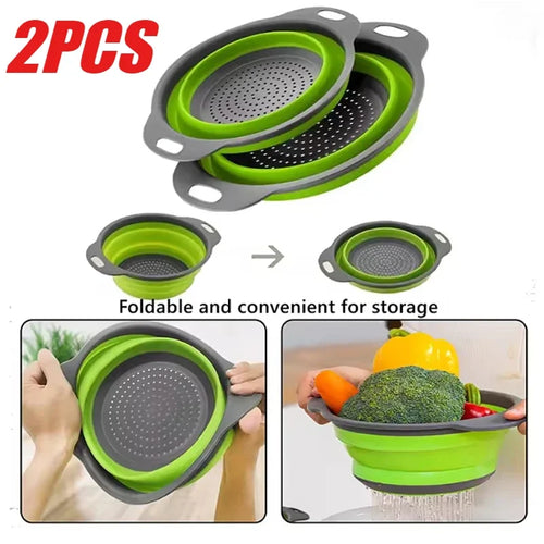 Collapsible Silicone Colander – Foldable Kitchen Strainer Basket