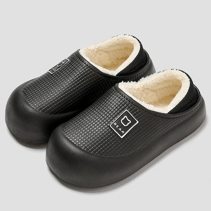 Waterproof Plush Cotton Slippers Non-Slip Thick Sole for Men & Women