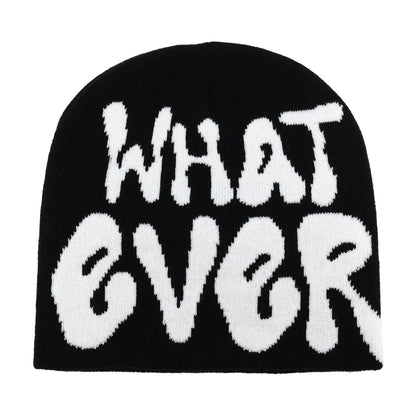 Y2K Letter Print Knit Beanie Hat – Unisex Winter Cap