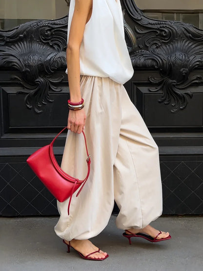 Women's Wide Leg Lantern Pants – Loose Cotton Casual Trousers