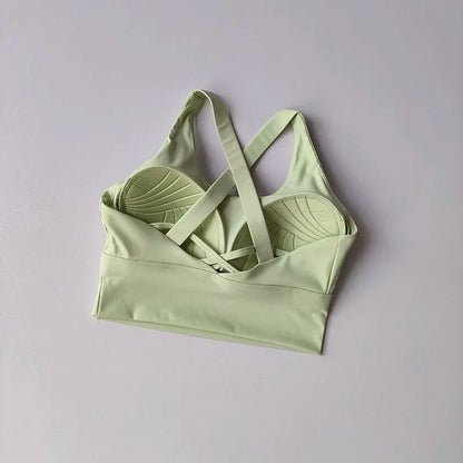 High-Impact Sports Bra with Built-In Cup – Shockproof Cross-Back