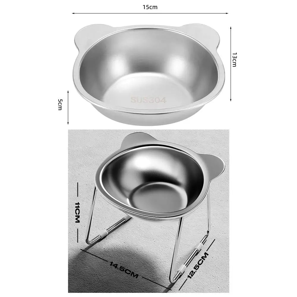 Raised Cat Bowl with Stand – Tilted Stainless Steel Elevated Pet Food Bowl