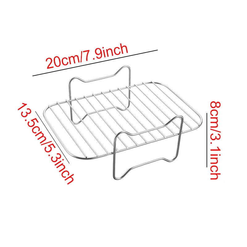 Air Fryer Rack – Stainless Steel Grill & Baking Rack with Skewers