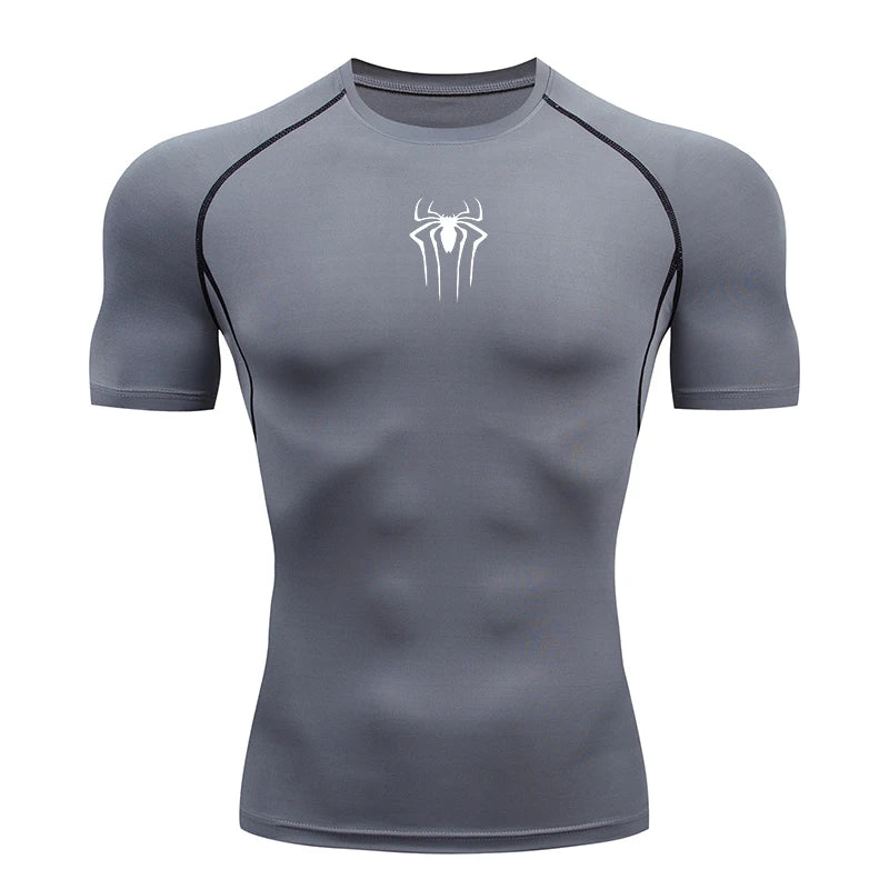 Men's Compression Short Sleeve Gym T-Shirt Spider Print