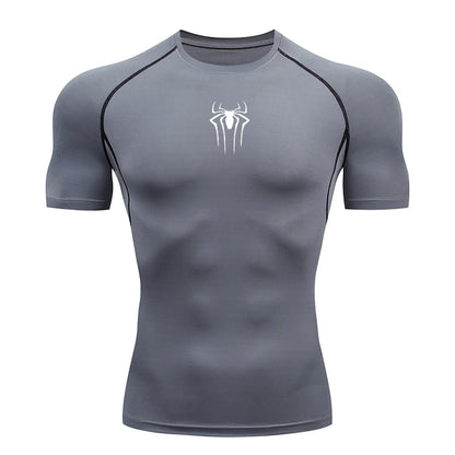 Men's Compression Short Sleeve Gym T-Shirt Spider Print