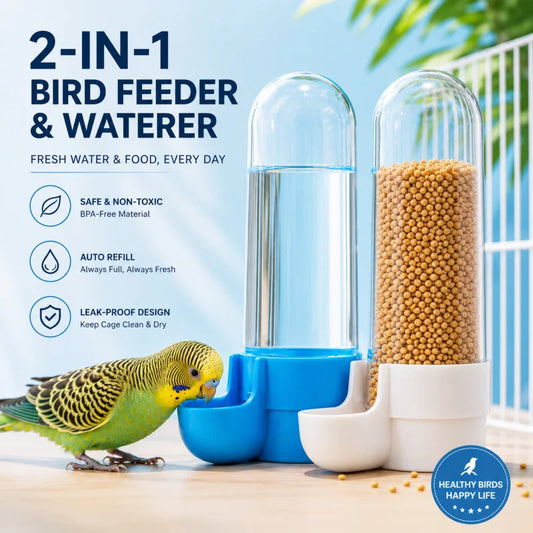 Hanging Bird Water Dispenser & Feeder for Cage