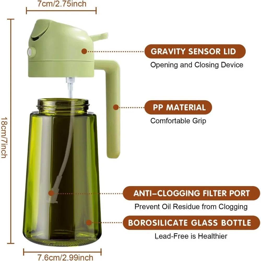 Oil Dispenser Bottle 470ml - Dark Glass Gravity Sensor Lid