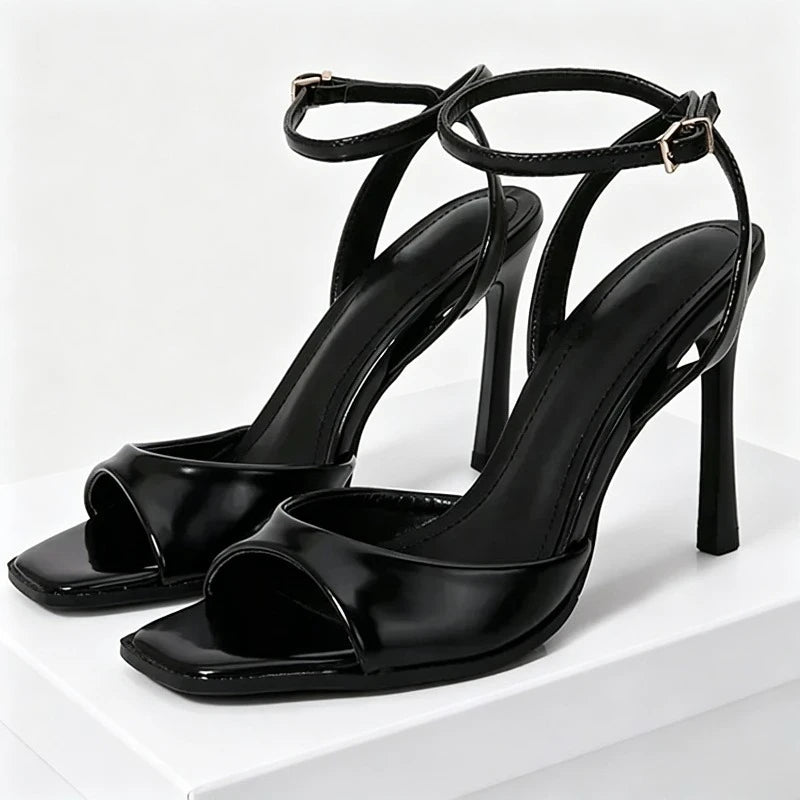 Square Toe Ankle Strap Stiletto Heels – Women's Dress Sandals