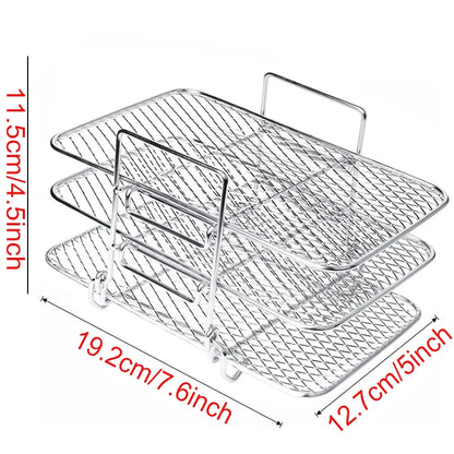Air Fryer Rack – Stainless Steel Grill & Baking Rack with Skewers