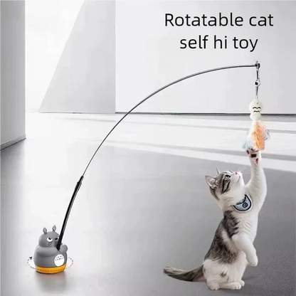 Cat Teaser Wand Toy - Steel Wire, Dragon & Fish, Bell, Interactive