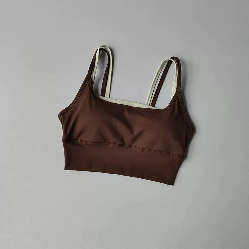 Women's Padded Sports Bra with Double Straps for Yoga & Gym