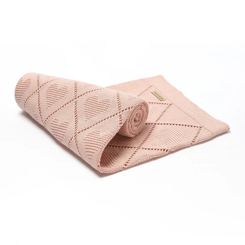 Baby Knit Blanket Super Soft Cotton Swaddle Wrap 90x70cm