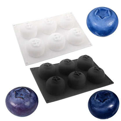 6-Cavity Blueberry Silicone Cake Mold – Food Grade Mousse Dessert Mold