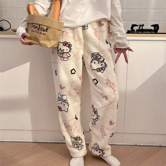 Hello Kitty Flannel Pajama Pants for Women – Soft Kawaii Lounge Trousers