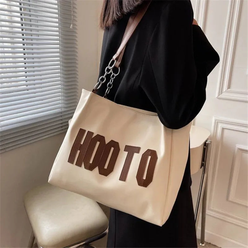 Canvas Tote Bag for Women – Solid Color Shoulder Handbag