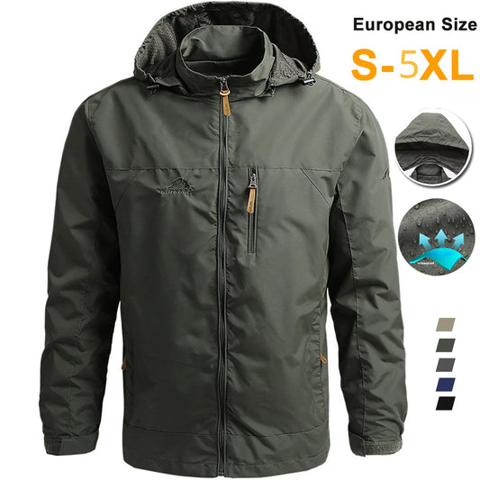 Men's Waterproof Tactical Windbreaker Jacket – Hooded Outdoor Military Coat