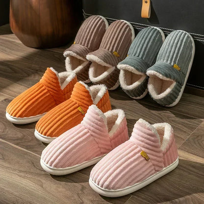 Winter Plush Fur Slippers – Warm Corduroy Indoor Slides