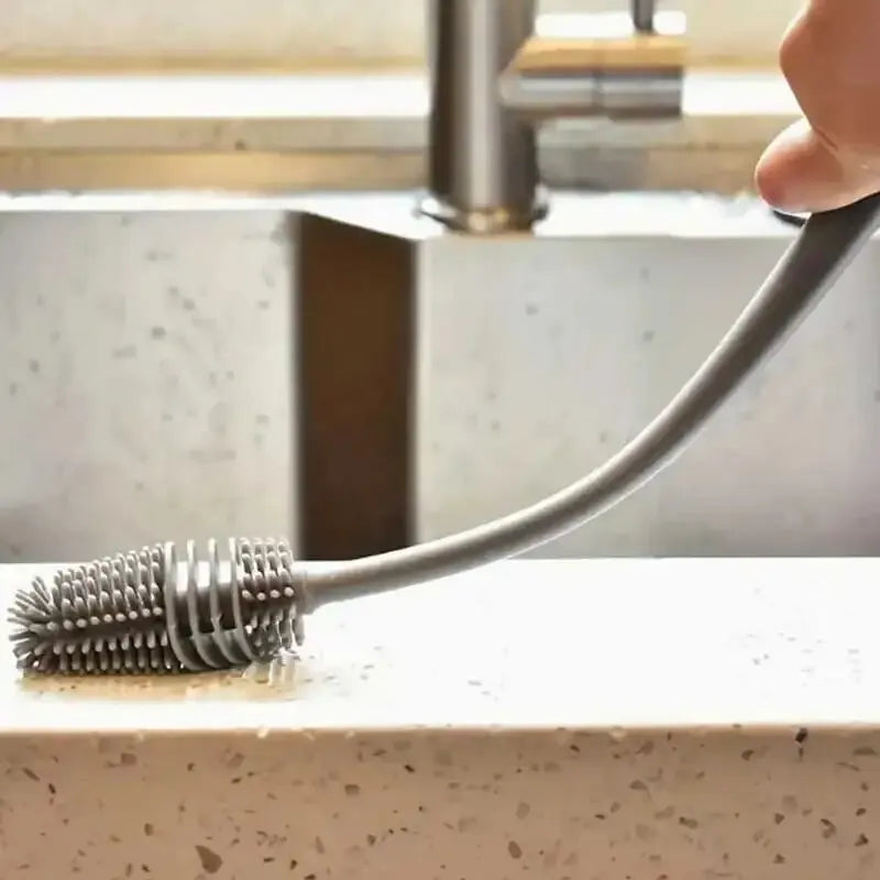 Silicone Bottle Cleaning Brush with Long Handle for Cups & Thermos