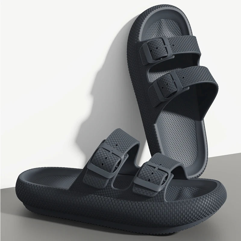 Men's Thick Sole Double Strap Sandals – Non-Slip Outdoor & Shower