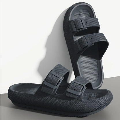 Men's Thick Sole Double Strap Sandals – Non-Slip Outdoor & Shower