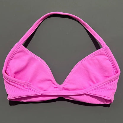Women's Seamless Push-Up Sports Bra – Strappy Halter Design
