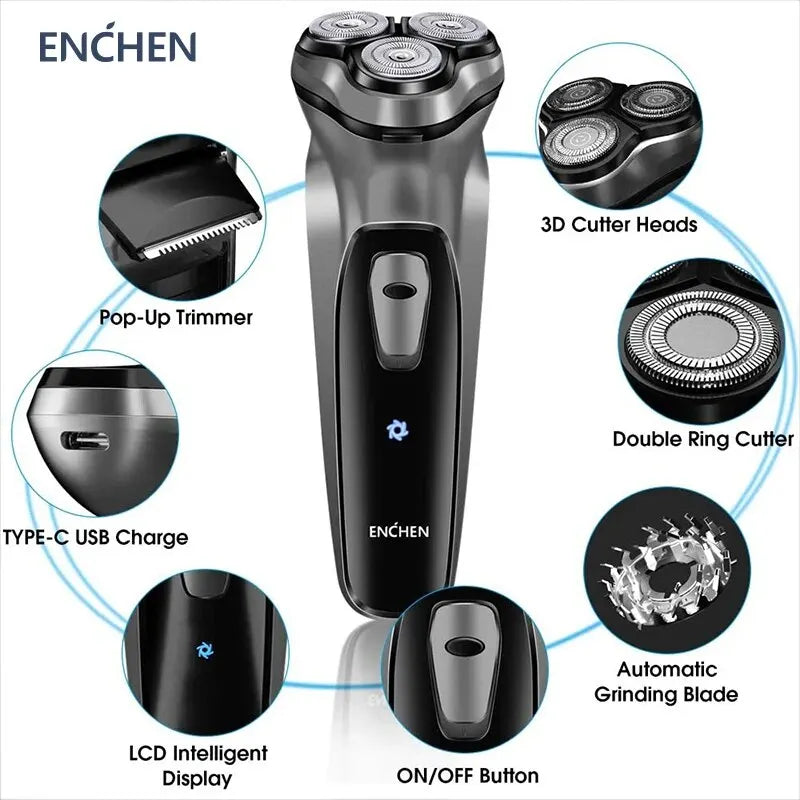 Enchen Blackstone Rotary Electric Shaver – 3D Floating, Type-C